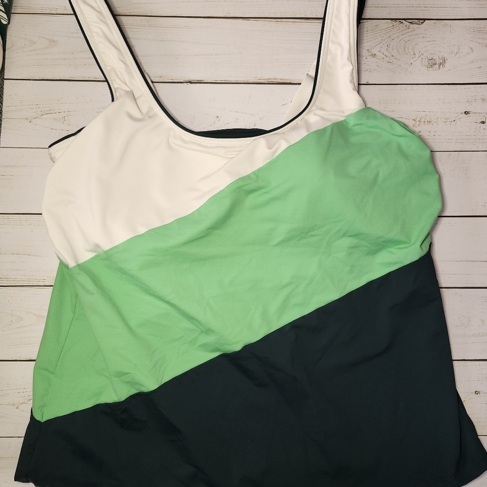 Lands' End Women's Swim Dress - White and Green - Picture 4 of 6